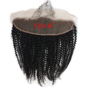 Alternative view of 13x4 Lace Frontal Closure Kinky Curly Full Lace Front Closure Free Part Unprocessed Malaysia Human Hair Extension Ear to Ear Lace Closures Natural Color (10 inch)