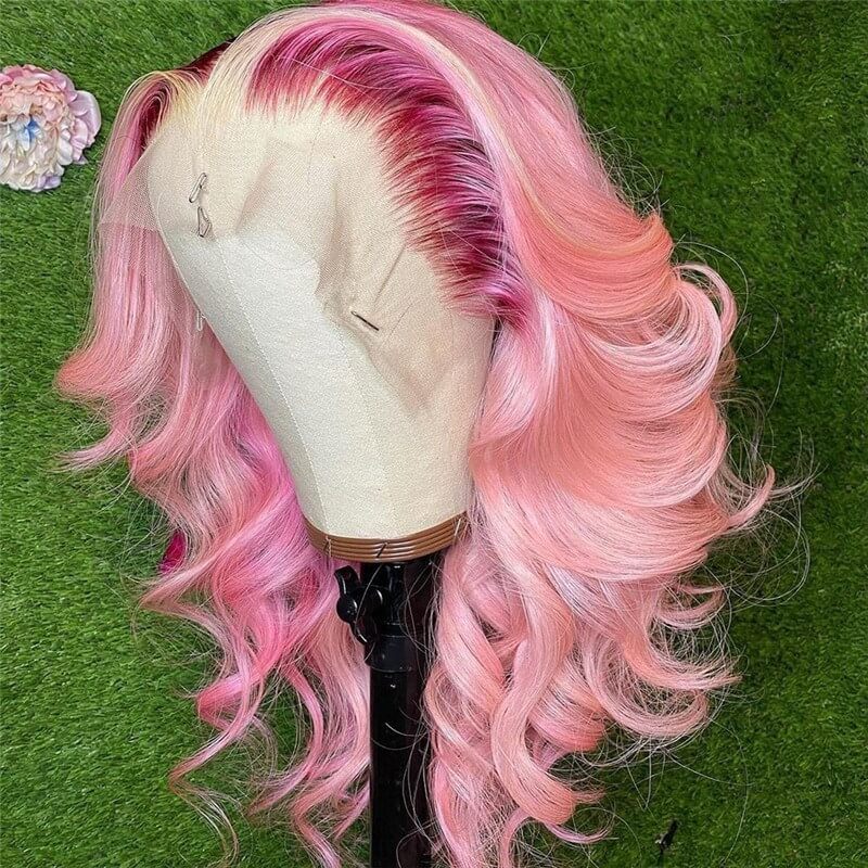 Body Wave Pink Colored Human Hair Wigs For Women Malaysian Remy Hair Brown Blonde Ombre Highlight HD Lace Front Wig Transparent