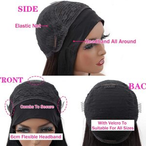 Headband Wig Body Wave Human Hair Wigs For Black Women Brazilian Virgin Hair Glueless None Lace Front Wigs With Headband Machine Made - Image 5