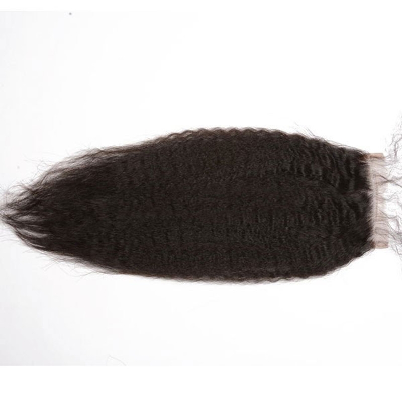 4x4 HD Hair Lace Closure Piece Natural Color Kinky Straight Cambodian Virgin Human Hair Free Part Lace Closure 4x4inches - Image 3