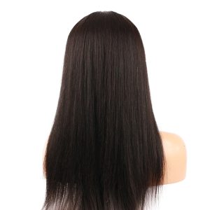 Lace Wig Pre Plucked Human Hair Wigs With Bangs Light Yaki Straight Human Hair Wigs for Black Women with Baby Hair Natural Color - Image 4