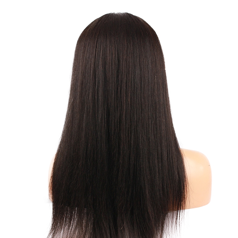 Lace Wig Pre Plucked Human Hair Wigs With Bangs Light Yaki Straight Human Hair Wigs for Black Women with Baby Hair Natural Color - Image 4