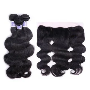 Alternative view of 13x4 Ear To Ear Lace Frontal With Bundles Brazilian Body Wave 3 Bundles With Frontal Lace Closure