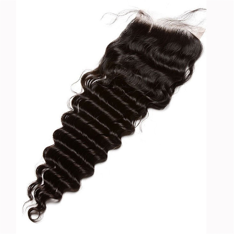 HD Lace Closure Weave Brazalian Remy Hair Deep Wave Free Part Lace Closure 4X4 inchs Natural Color - Image 2