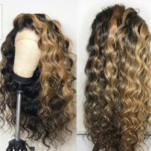 Human Hair Blond Ombre Color Highlight Lace Front Wig