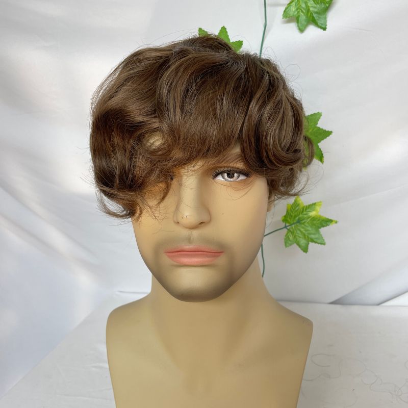 Men Toupee 100% Remy Human Hair 0.02-0.03mm Ultra Thin Skin PU Base Men Toupee Hair Prosthesis 8x10inch Hair Replacement System Remy Hair Pieces 7# Brown - Image 2