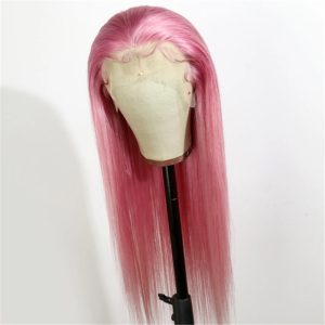 Peruvian Hair Long Lace Front Pink Wigs Straight Style - Image 4