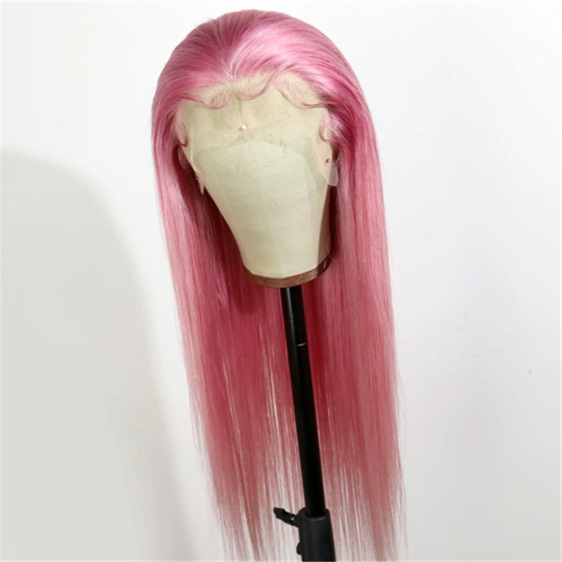 Peruvian Hair Long Lace Front Pink Wigs Straight Style - Image 4