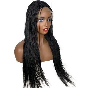Black Color Hair Braided Box Braids Wigs High Temperature Fiber Hair Synthetic Lace Front Wig For Women Lace Wigs - Image 4