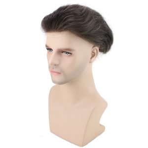 Men's Hairpiece Human Hair Toupee Wig Super Thin Skin Hair Replacement Base Size 8x10 #4 Dark Brown Lace Frontal With PU Toupee - Image 6