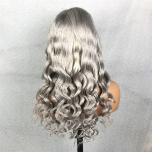 Brazilian Remy Hair Grey Human Hair Wig Body Wave Lace Front Human Hair Wigs For Women With Pre Plucked Transparent Closure Wig - Image 4
