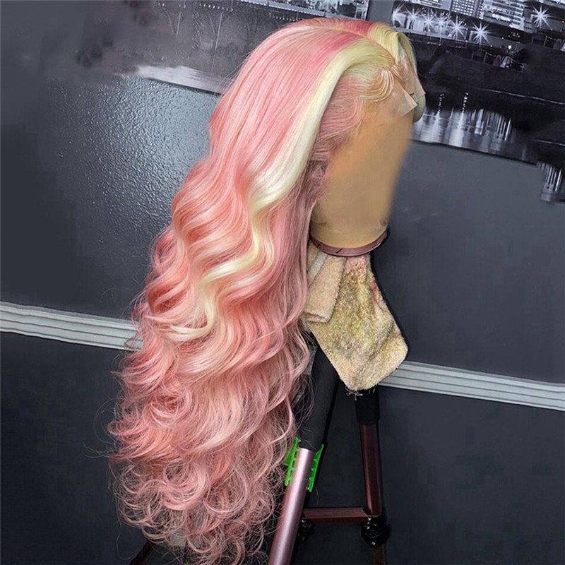 Transparent Colored Wigs Wavy Pink Yellow Lace Front Human Hair Wigs For Women Brazilian Remy Red Lace Front Wig Pre Plucked - Image 3