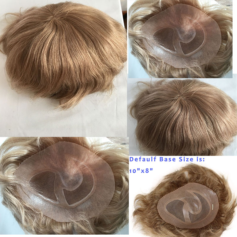 European Virgin Human Hair Toupee for Men 10x8inch Mono Lace with PU Around Slight Wavy Men's Hairpiece Replacement System 3# Color - Image 11