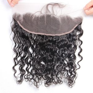 Alternative view of Brazilian Remy Hair Bundles with Frontal Water Wave 3 Bundles With 13x4 Lace Frontal Closure Wet And Wavy Human Hair Weave Natural