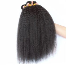 Alternative view of Kinky Straight Brazilian Remy Hair Honey Products Human Hair Weave Bundles Natural Color Coarse Yaki Hair Weaving (1 PC)
