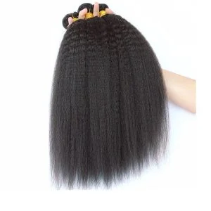 Kinky Straight Brazilian Remy Hair Honey Products Human Hair Weave Bundles Natural Color Coarse Yaki Hair Weaving (1 PC) - Image 2
