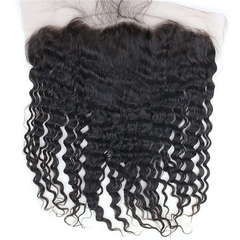 13x6 Full Lace Frontal Closure 150% Density Deep Wave Free Part Brazilian Human Hair Full Lace Closure Bleached Knots with Baby Hair Natural Co - Image 5