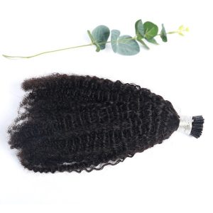 New Arrival Virgin Cuticle Aligned Mongolian Kinky Curly Hair 10"-26" Human I Tip Hair Extensions Kinky Curly Natural Color Hair - Image 3