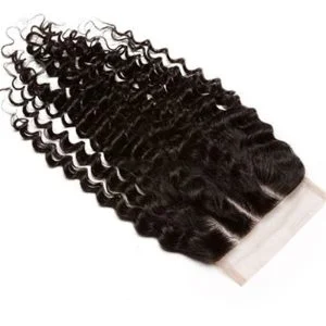 Deep Wavy HD Lace Closure Piece Brazilian Remy Hair Kinky Curly Free Part Lace Closure Piece 4x4 inchs Natural Color