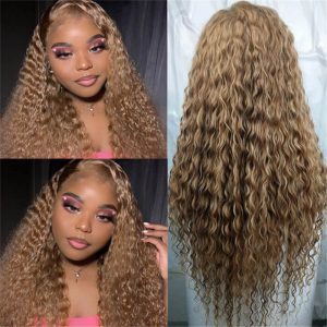 Honey Blonde 13X4 Hd Lace Front Wig Deep Wave #27 Colored Human Hair Wigs 4X4 Closure Wig For African American - Image 3