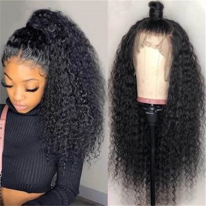 Alternative view of 360 Lace Frontal Kinky Curly 150% Density Natural Hairline Beach Curl Human Hair Wigs