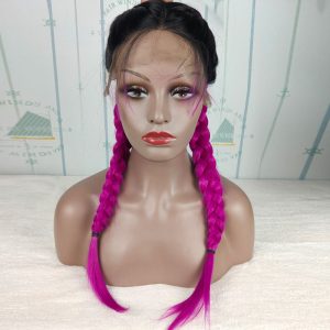 Alternative view of 13X6" Fully Top Braided Lace Front Cornrow Braided Wigs With 2 Ponytails Lightweight Synthetic Lace Frontal Twisted Wigs With Baby Hairs For Women