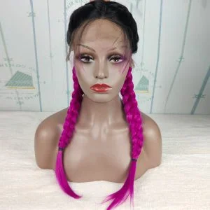 13X6" Fully Top Braided Lace Front Cornrow Braided Wigs With 2 Ponytails Lightweight Synthetic Lace Frontal Twisted Wigs With Baby Hairs For Women - Image 2