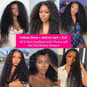 360 Lace Frontal Kinky Curly 150% Density Natural Hairline Beach Curl Human Hair Wigs - Image 8