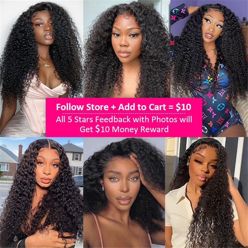360 Lace Frontal Kinky Curly 150% Density Natural Hairline Beach Curl Human Hair Wigs - Image 8