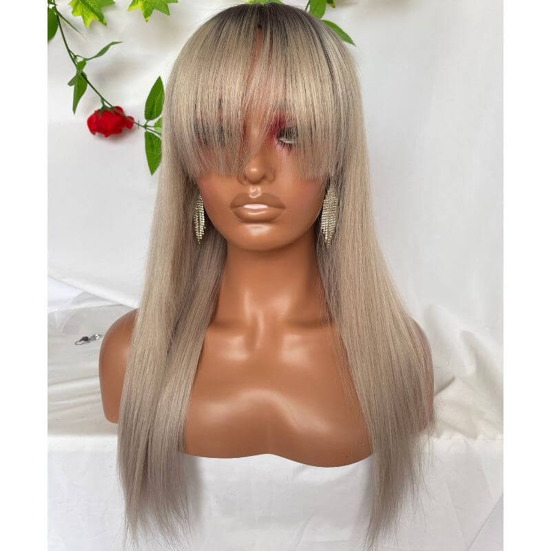 Ombre Grey Sliver Lace Front Wig Human Hair 150% Straight Grey Human Hair Wig Brazilian Ombre Remy Human Hair Wigs Silver Gray Lace Front Wig - Image 2