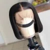 13x4 Lace Frontal Bob Wigs 12 A Cambodian Human Hair Wigs 1B Natural Black Straight Short  Bob Wigs 150% Density with Baby Hair