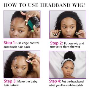 Headband Wig Deep Wave Human Hair Wigs for Black Women Glueless None Lace Front Wigs 150% Density Brazilian Human Hair Wigs Machine Made Headband Wigs - Image 11
