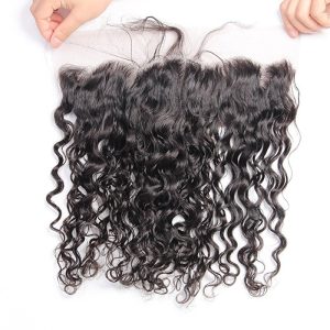 Brazilian Remy Hair Bundles with Frontal Water Wave 3 Bundles With 13x4 Lace Frontal Closure Wet And Wavy Human Hair Weave Natural - Image 3