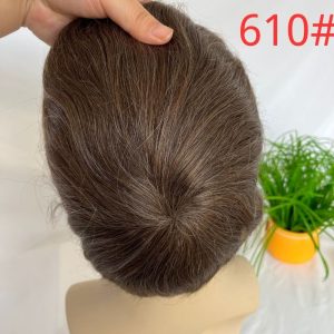 Toupee for men Hair pieces 100% European Human Hair Replacement System For Men 10"x8" Human Hair Toupee Men Hair Piece 6 Color Mixed 10% White Color - Image 12