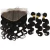 Pwigs Hair Body Wave 13x6 Lace Frontal Closure With Bundles Nature Hair