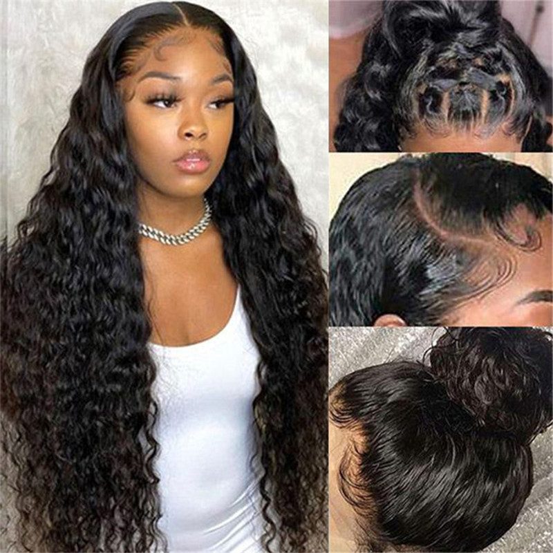 Deep Wave Human Hair 5X5 Hd Transparent Lace Closure Fringe Wigs Cost Glueless Brazilian Lace Wig For Women - Image 3