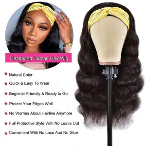 Headband Wigs For Black Women Water Wave Headband Wig Human Hair Band Wig Glueless None Lace Front Wigs Machine Made Easy Wear Wigs - Image 4