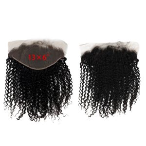 Jerry Curly 13x6 Human Hair Lace Frontal Closure Frontal Bleached Knots With Bundles Baby Hair Natural Color - Image 5