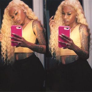 Fashion Peruvian Hair 613 Blonde Lace Front Deep Wave Wig