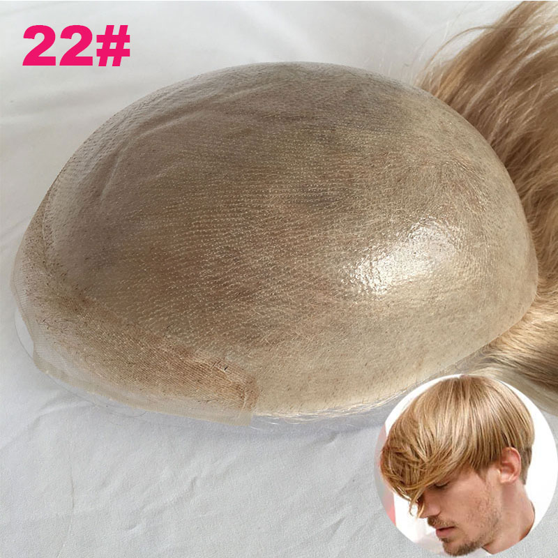Toupee for Men Human Hair Men's Thin Skin Hair system with French Lace Hair Line Front 8x10 Inches Men Wigs Touppe For Black Men 22# color - Image 57