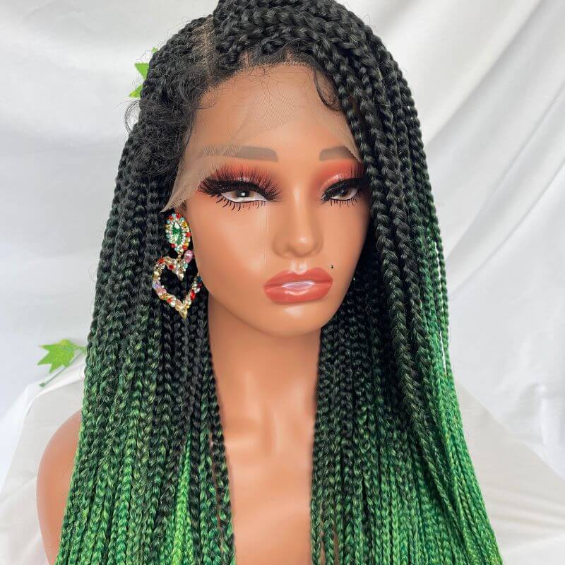 9x6 Lace Ombre Wigs 36 Inch double Lace Front Box Braided Wigs Knotless Lace Frontal Wig Synthetic Black Hand Braided Cornrow Braids Wigs With Baby Hair - Image 24
