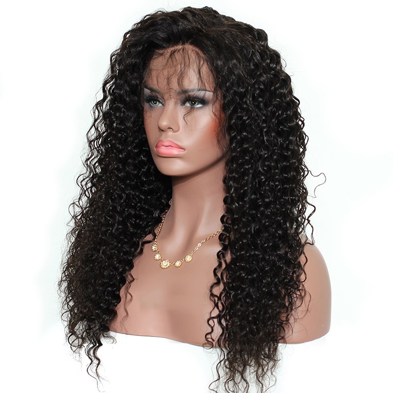 Curly Lace Front Wig 250% Density With Babay Hair Around Bleached Knots 8A Grade Natural Color Deep Curly Human Hair Natural Color Unprocessed - Image 2