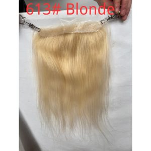 V Loop Front Hairline Full PU Long Hairline Toupee 100% Human Hair Hair Piece 100% Human Hairpiece for Men and Women Male Replacement 613 Blonde Hair Patch - Image 8