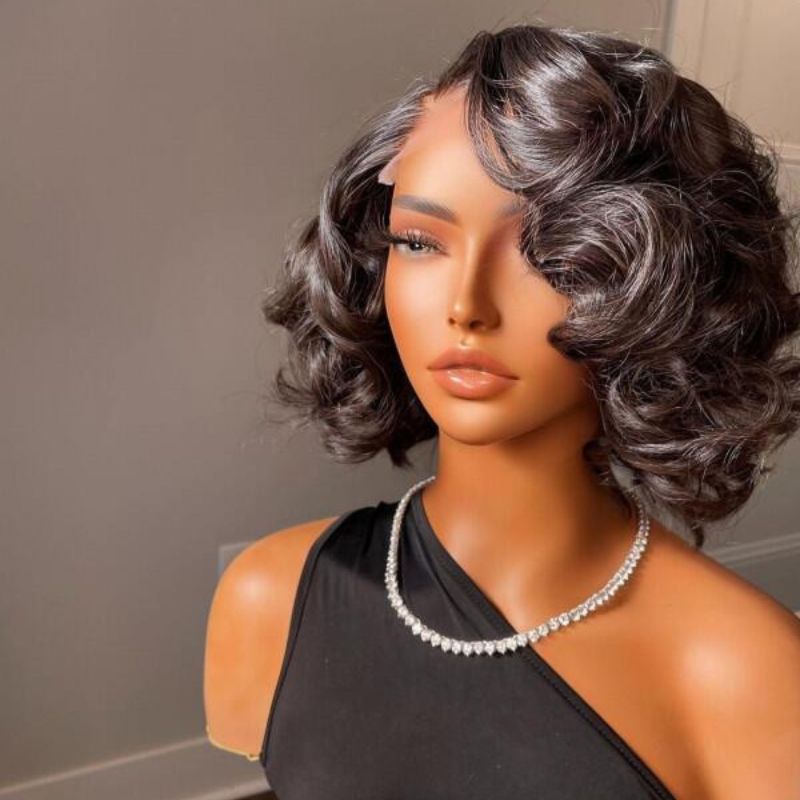 13x4 Lace Front Wig Wavy Brazilian Human Hair Wigs 180% Density 13x6 Lace Wigs For Black Women Black Color Natural Hairline with Baby Hair - Image 3