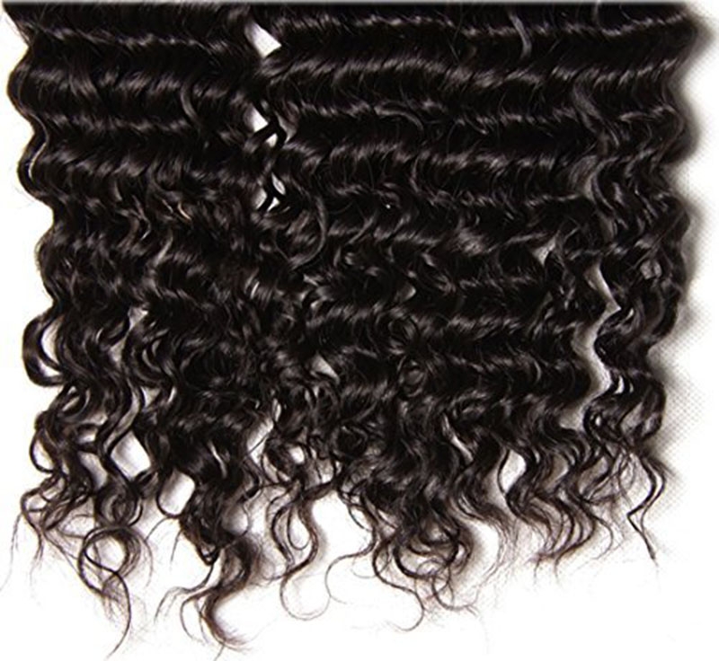 Brazilian Hair Deep Curly Bundles with 13x4 Ear to Ear Lace Frontal Closure Unprocessed Human Hair Extensions - Image 3