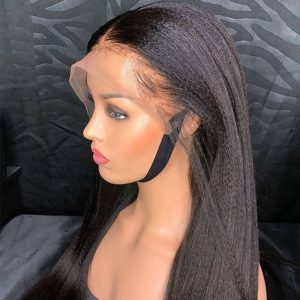 HD Transparent Lace Bleach Knots Glueless Yaki Kinky Straight Human Hair Lace Front Wigs Peruvian Pre Plucked 13x4 Lace Front Wigs For Black Women Glueless Remy Hair - Image 2