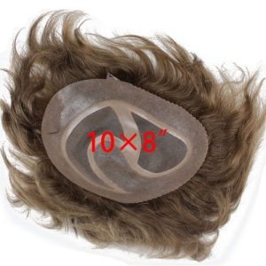 Alternative view of Men's Toupee 10×8 inch Real Human Hair 18# Color Thin Skin Hairpiece Hair Replacement System Monofilament Net Base for Men