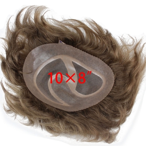 Men's Toupee 10×8 inch Real Human Hair 18# Color Thin Skin Hairpiece Hair Replacement System Monofilament Net Base for Men - Image 2