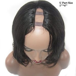 U Part Human Hair Wigs Brazilian Remy Hair Natural Wave Short Bob Wig for Black Women Natural Color - Image 3