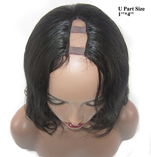 U Part Human Hair Wigs Brazilian Remy Hair Natural Wave Short Bob Wig for Black Women Natural Color - Image 3